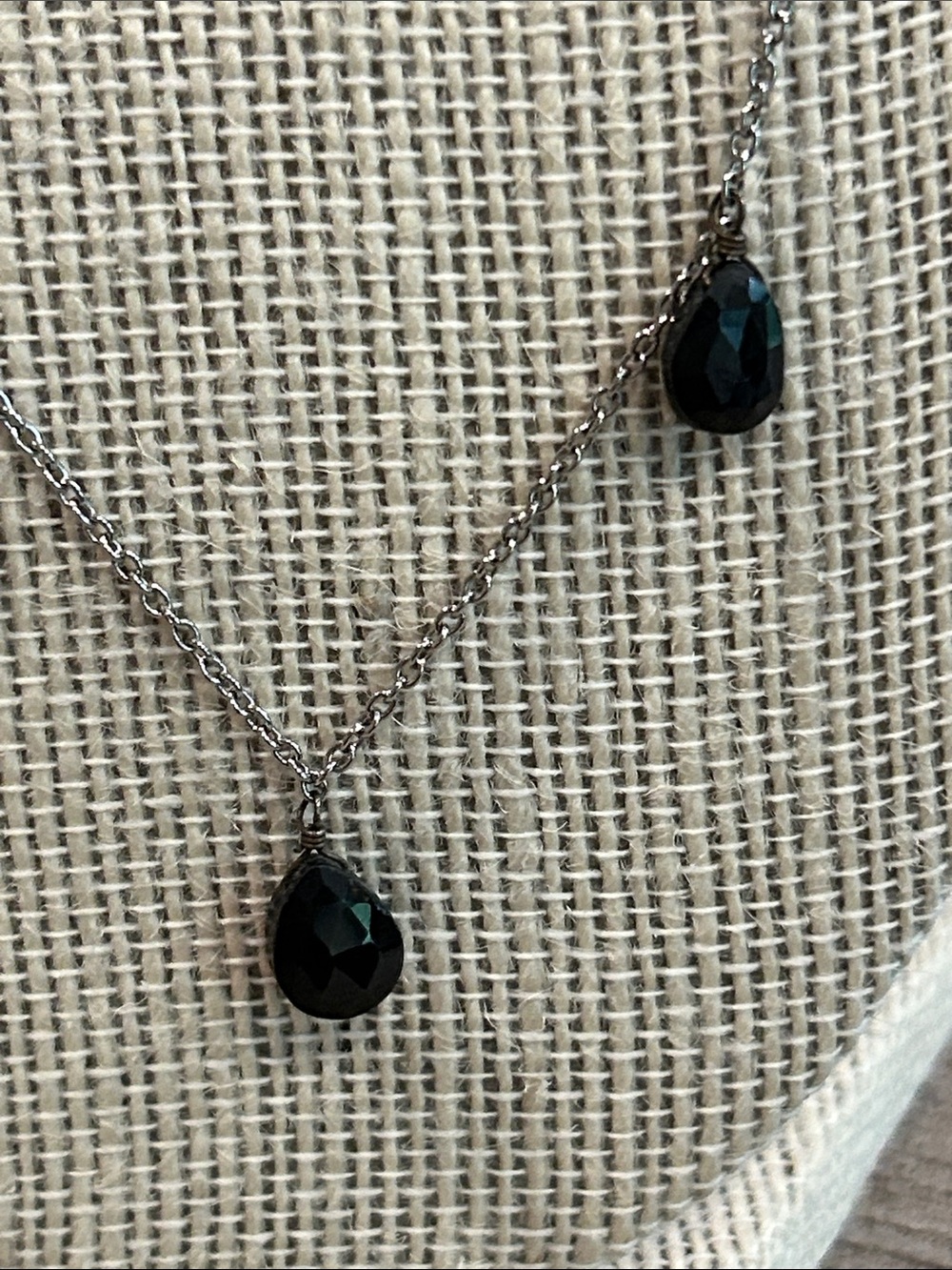 Elegant Black crystal Teardrop Station Necklace image 2